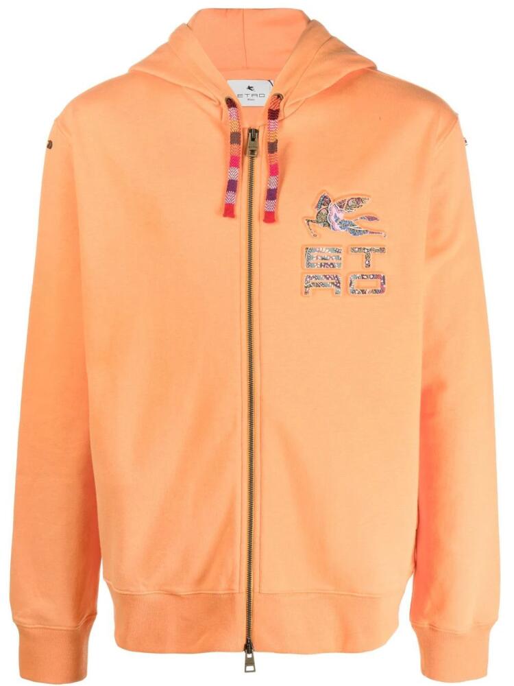 ETRO logo-debossed zip-up hoodie - Orange Cover