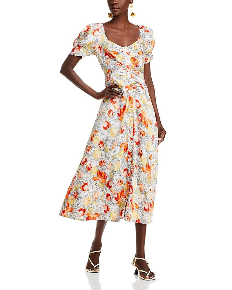 Cinq a Sept Linework Floral Walk Midi Dress Cover