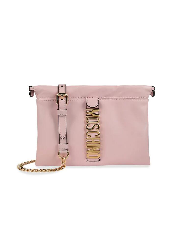 Moschino Women's Logo Belt Leather Crossbody Bag - Pink Cover