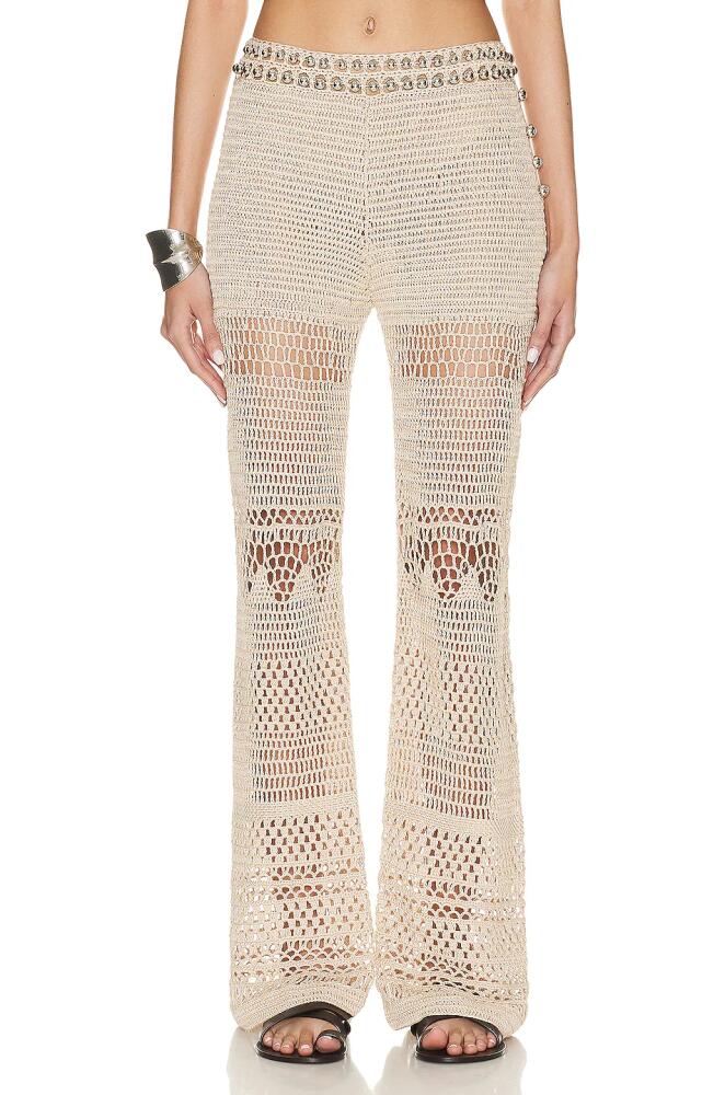 RABANNE Crochet Pant in Tan Cover