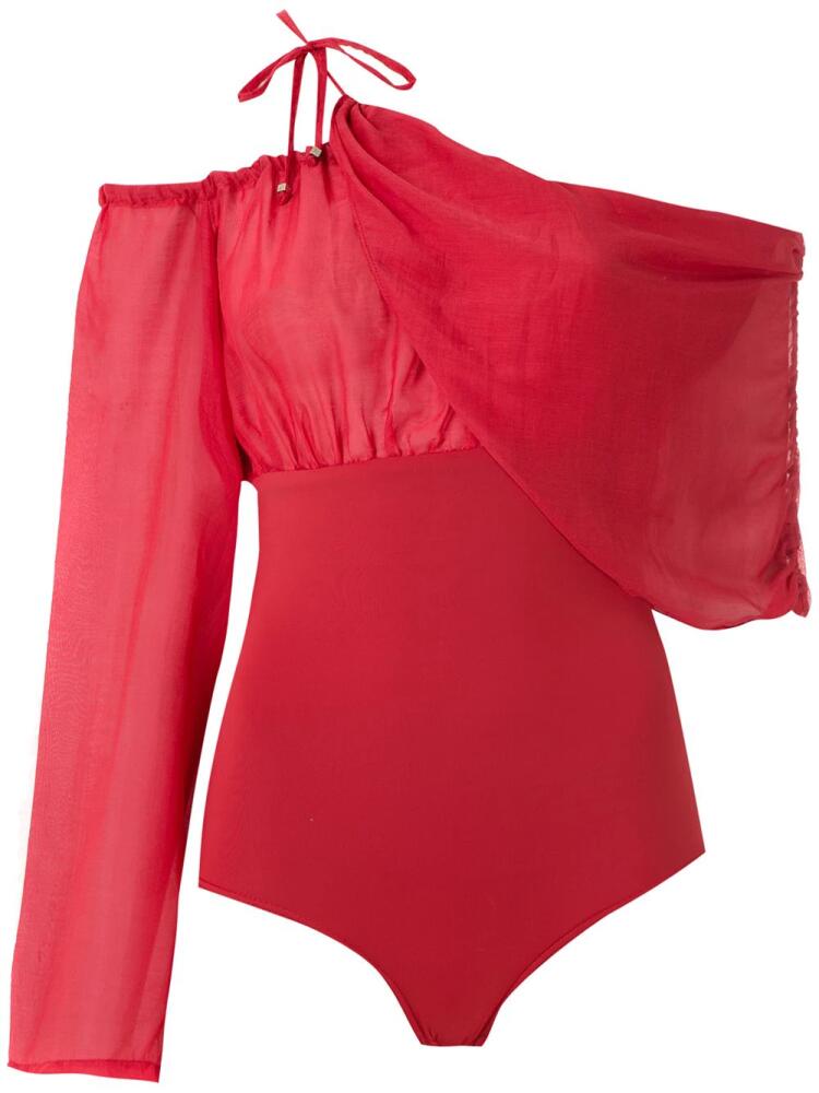 Amir Slama drape one shoulder body - Red Cover