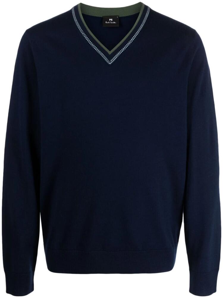 PS Paul Smith V-neck wool-blend jumper - Blue Cover