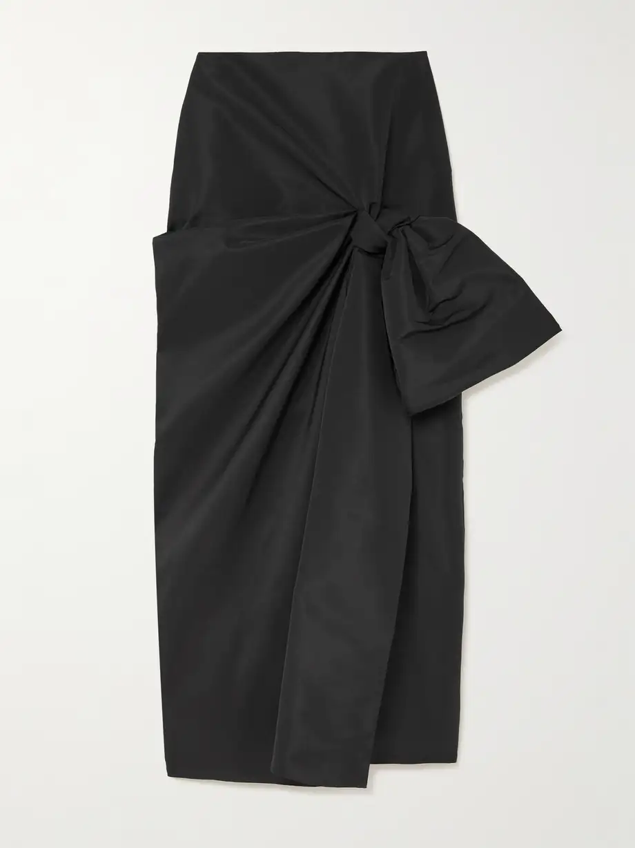 Alexander McQueen - Bow-embellished Taffeta Midi Skirt - Black Cover