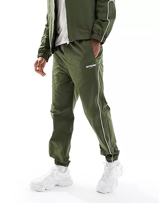 Sixth June nylon track pants in khaki - part of a set-Green Cover