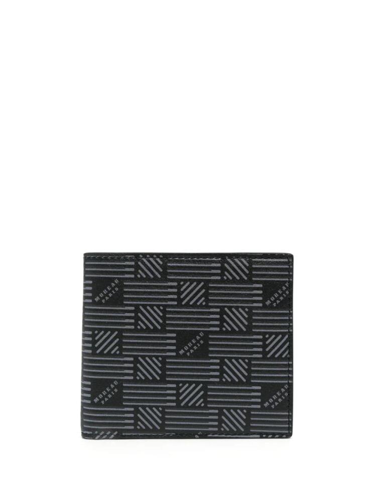 Moreau logo-print bi-fold leather wallet - Black Cover