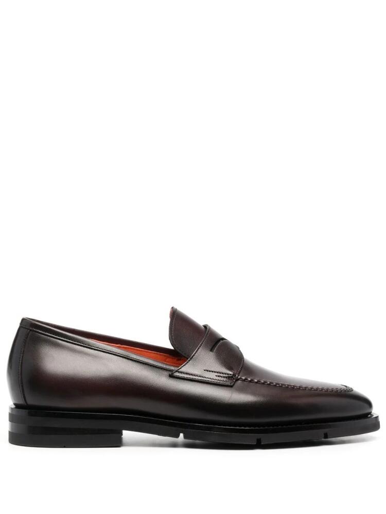 Santoni calf leather loafers - Brown Cover