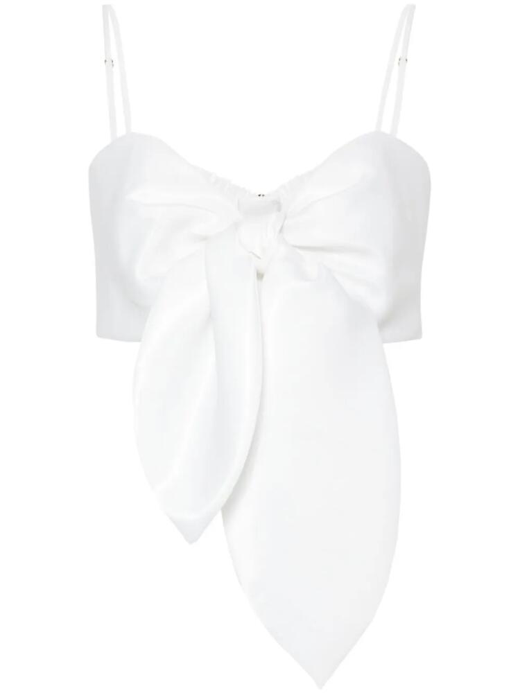 NISSA knotted taffeta crop top - White Cover