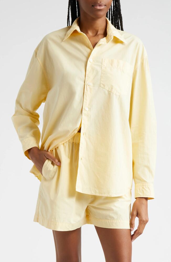 Sporty & Rich Cotton Button-Up Shirt in Almond Cover