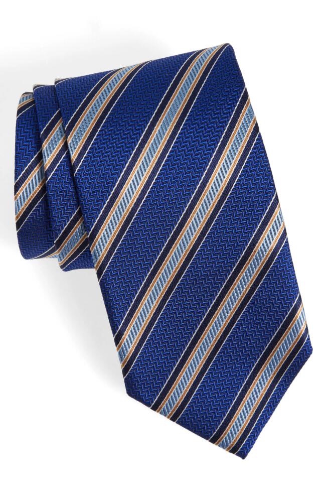 David Donahue Stripe Silk Tie in Navy Cover