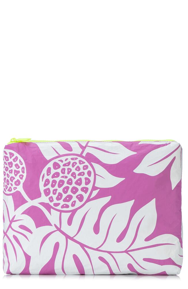 Aloha Collection Medium Water Resistant Tyvek® Zip Pouch in White/Orchid Cover