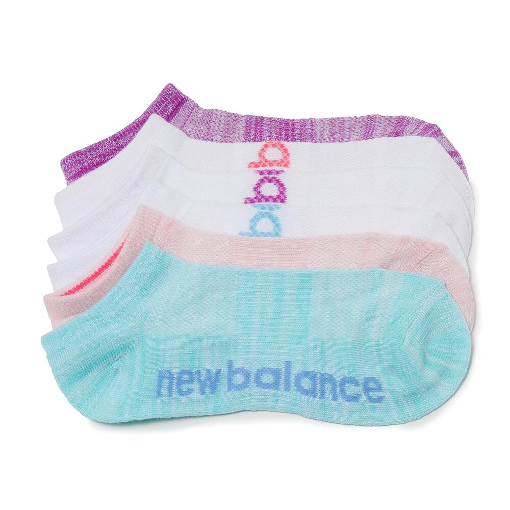 New Balance Essentials Flat Knit No Show Socks 6 Pack | Women's | White/Multicolor Marbled Cover