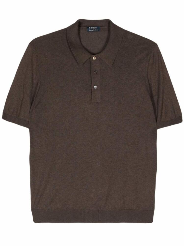 Barba fine-knit silk polo shirt - Brown Cover