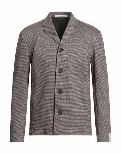 Paolo Pecora Man Blazer Dark brown Cotton, Linen Cover