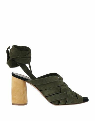 Malìparmi Woman Sandals Military green Soft Leather Cover