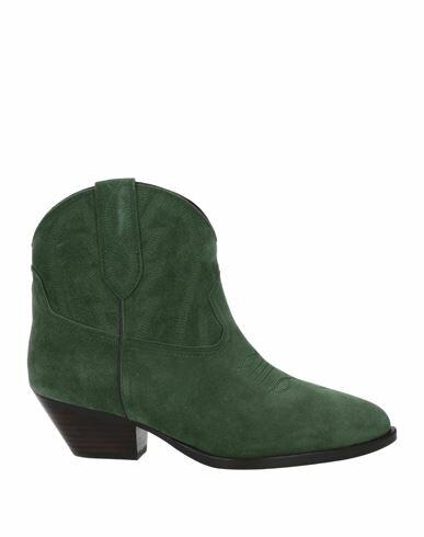 Lola Cruz Woman Ankle boots Green Leather Cover