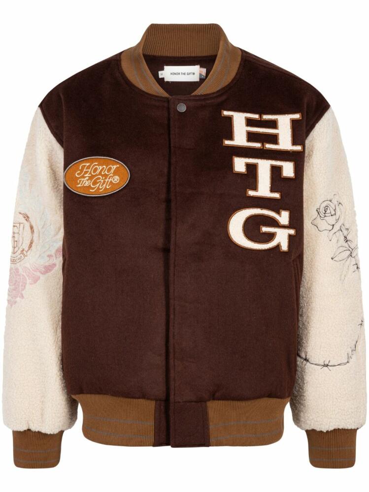 Honor The Gift Letterman varsity jacket - Brown Cover