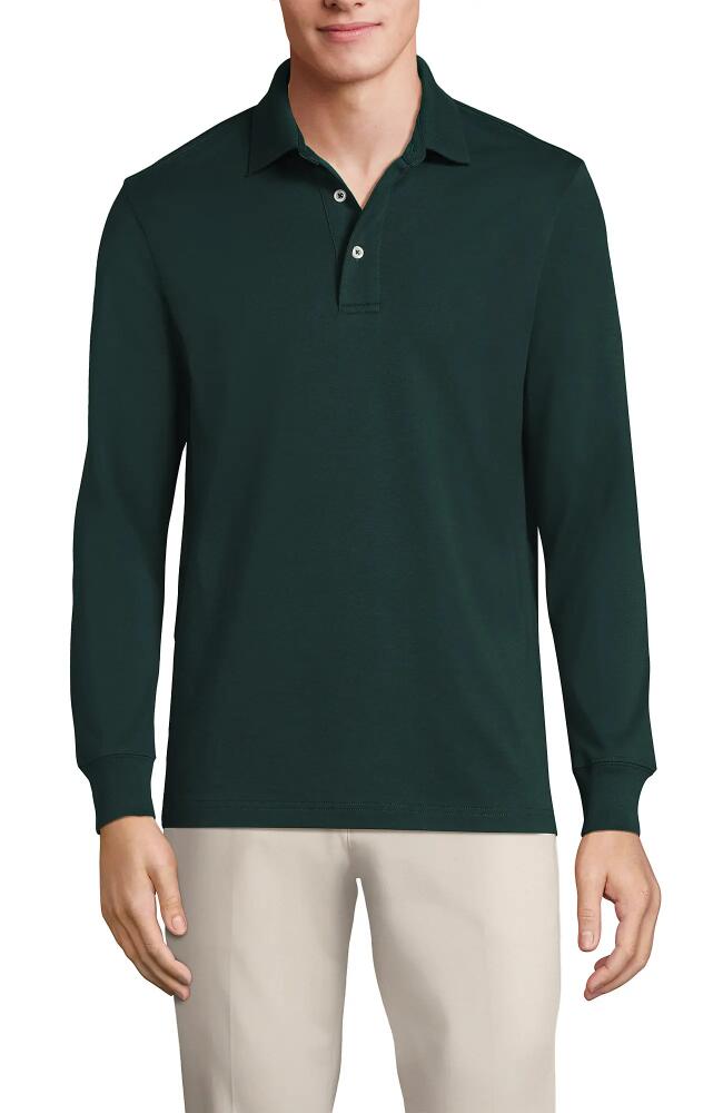 Lands' End Long Sleeve Cotton Supima Polo Shirt in Deep Forest Cover