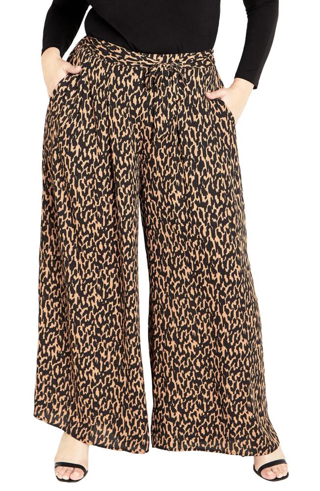 City Chic Illusion Wide Leg Pants in Geo Animal Cover