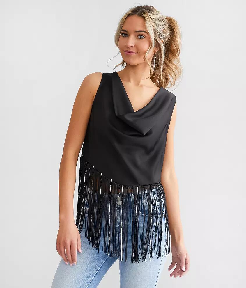 Blue B Rhinestone Fringe Tank Top Cover