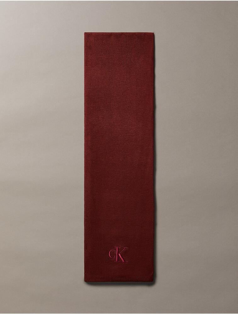 Calvin Klein Men's Embroidered Monogram Logo Scarf - Red Cover