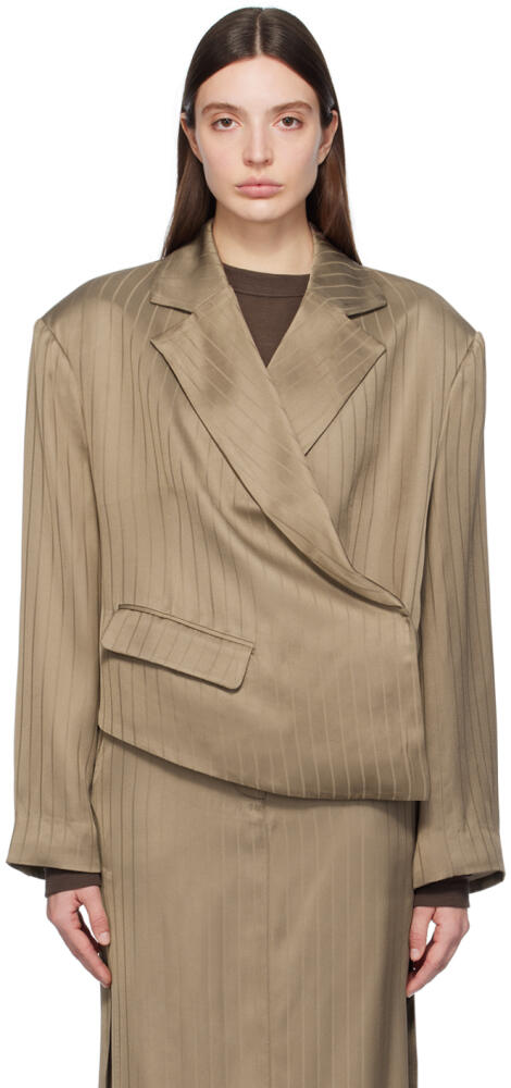 REMAIN Birger Christensen Brown Asymmetrical Blazer Cover