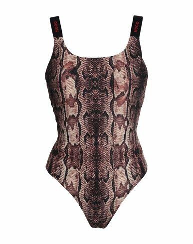 Hugo Woman One-piece swimsuit Brown Polyester, Elastane Cover