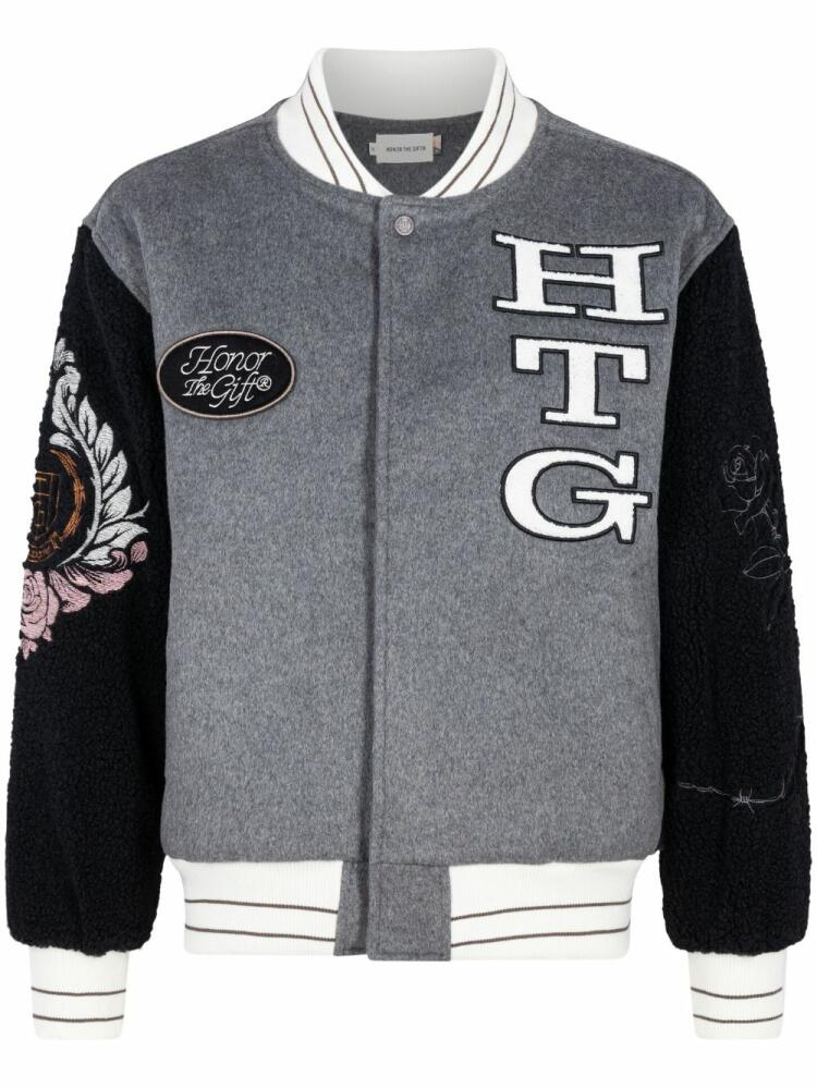 Honor The Gift Letterman varsity jacket - Grey Cover