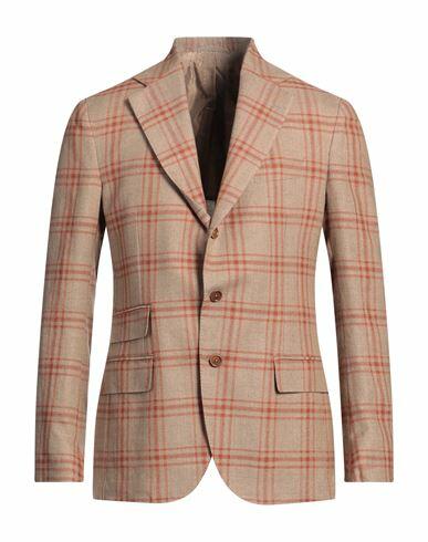 De Petrillo Man Blazer Sand Virgin Wool, Linen Cover