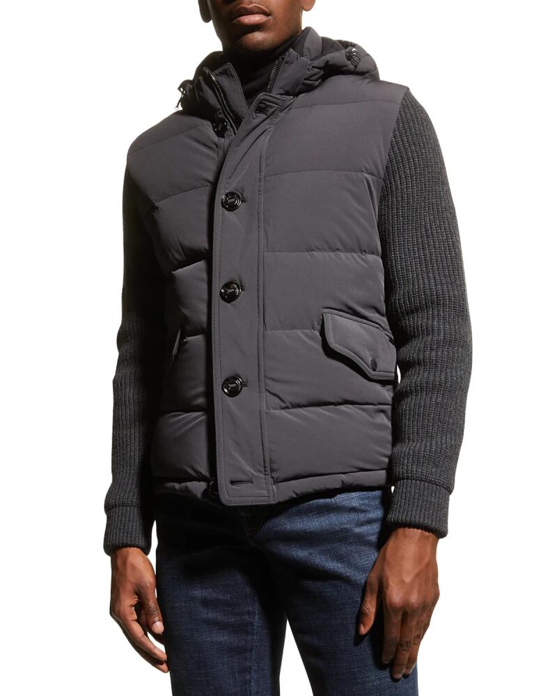 MooRER Men's Hybrid Bomber Jacket w/ Knit Sleeves Cover