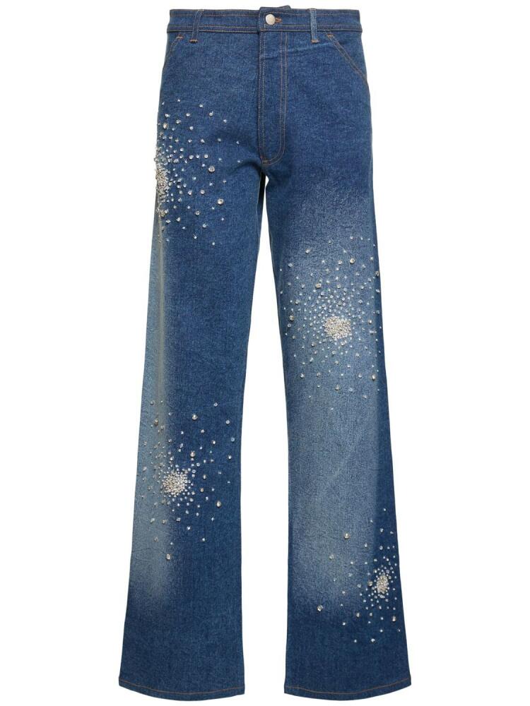 DES PHEMMES Tie Dye Embellished Mid Rise Denim Pants Cover