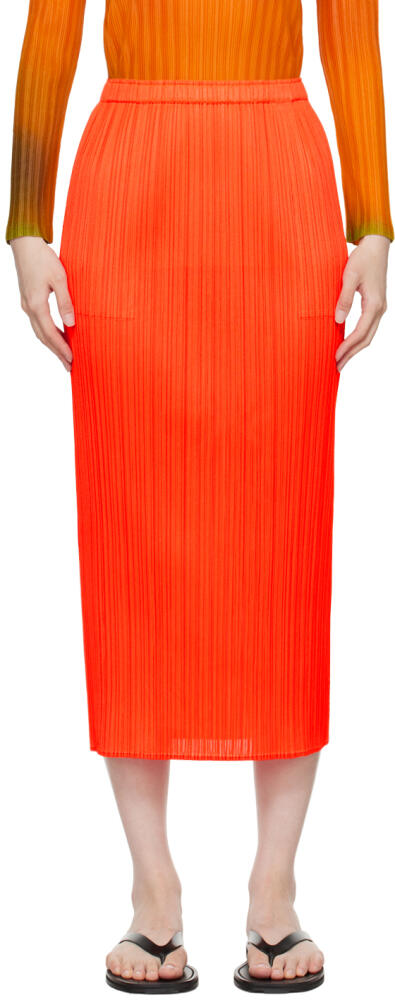 PLEATS PLEASE ISSEY MIYAKE Red Monthly Colors April Midi Skirt Cover