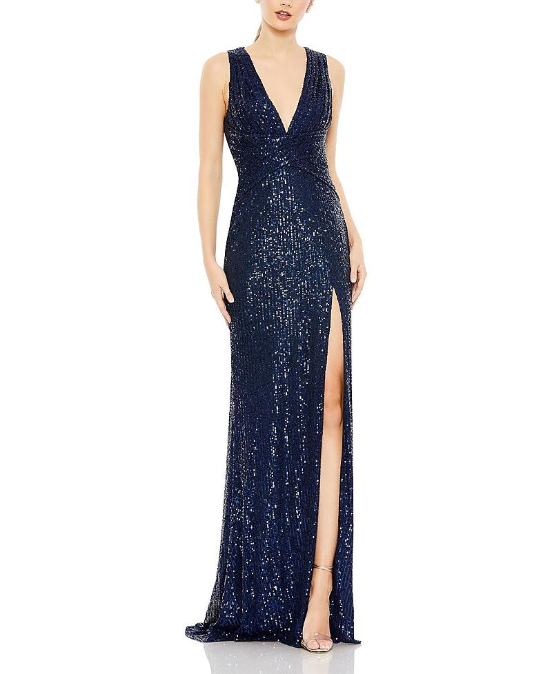 Mac Duggal V-Neck Sequin Wrap Waist Gown Cover