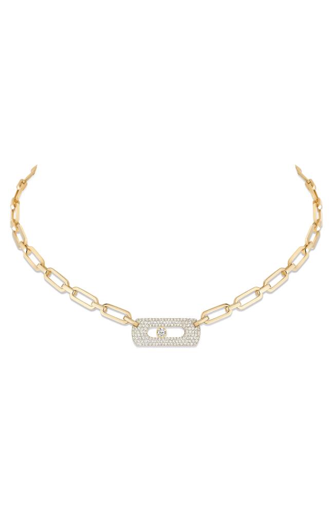 Messika My Move Paperclip Pavé Diamond Pendant Necklace in Yellow Gold Cover