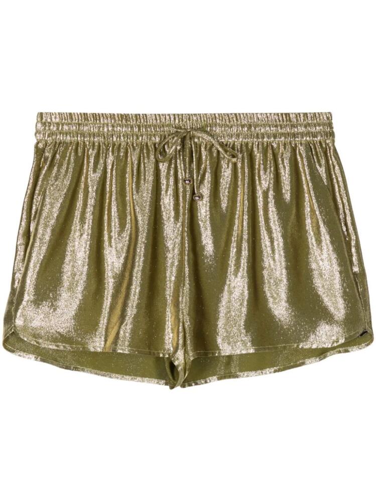 Cynthia Rowley lamé-effect silk shorts - Gold Cover