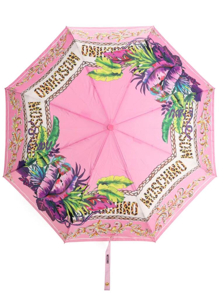 Moschino graphic-print waterproof umbrella - Pink Cover