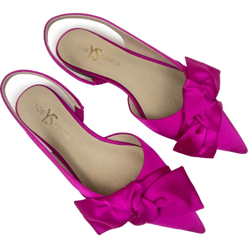 Yosi Samra Violet Pointed Toe Slingback Flat in Fuchsia Cover