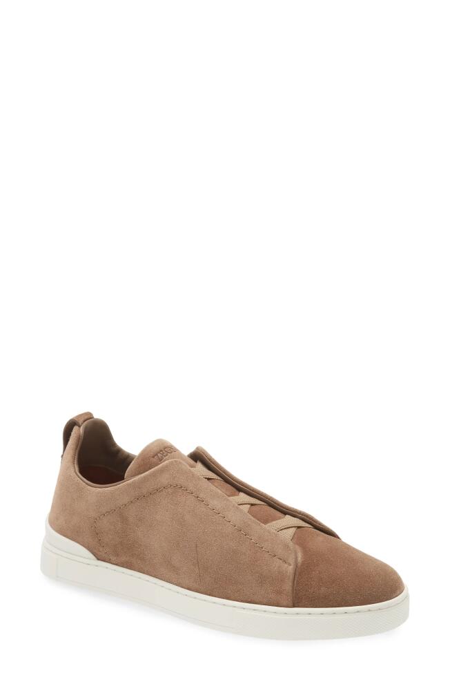 ZEGNA Triple Stitch Suede Slip-On Sneaker in Cocco Cover