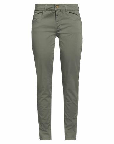 Nenette Woman Pants Military green Cotton, Elastane Cover