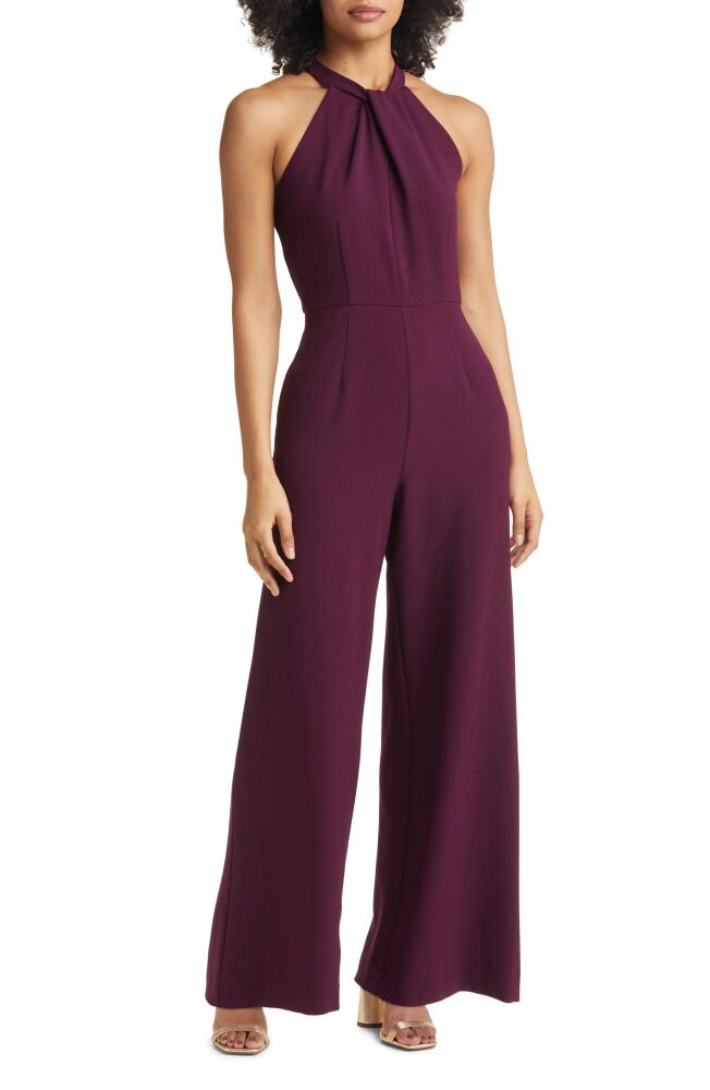 Julia Jordan Halter Neck Wide Leg Jumpsuit in Cab Franc Cover