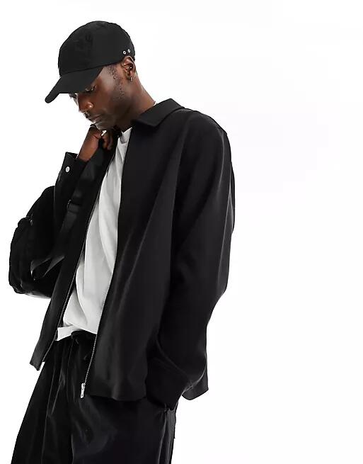 Weekday Curtis relaxed fit overshirt in black Cover