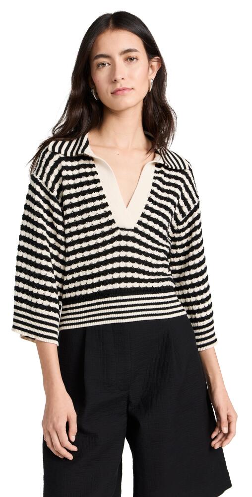 Ramy Brook Azaria Sweater Black/Ivory Stripe Cover