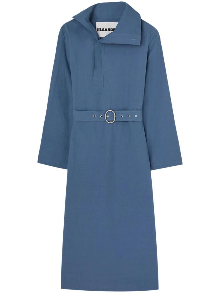 Jil Sander belted cotton midi dress - Blue Cover