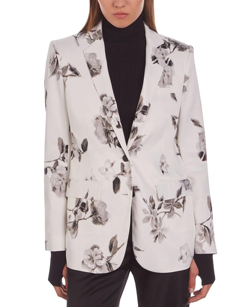 The Kooples Black and White Floral Blazer Cover