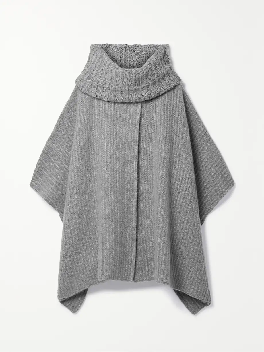 Loro Piana - Waipara Ribbed-knit Turtleneck Cashmere Cape - Gray Cover