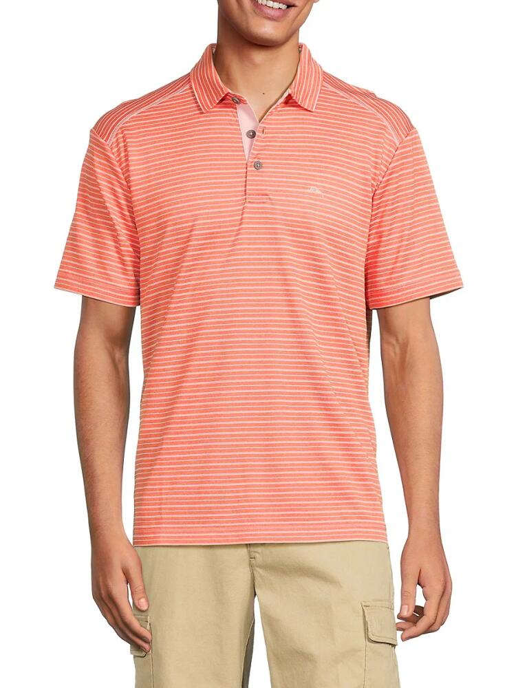 Tommy Bahama Men's We Stand Tall Striped Polo - Dark Coral Cover