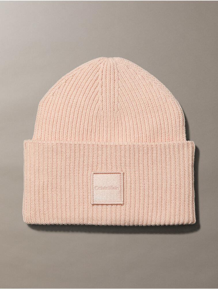 Calvin Klein Women's Ribbed Monogram Logo Badge Beanie - Pink Cover