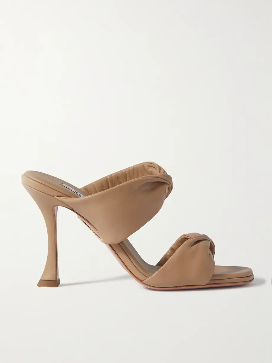 Aquazzura - Twist 95 Leather Mules - Neutrals Cover