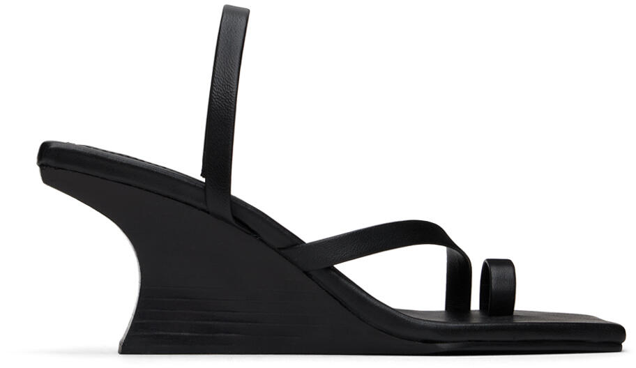 St. Agni Black Architectural Wedge Heeled Sandals Cover