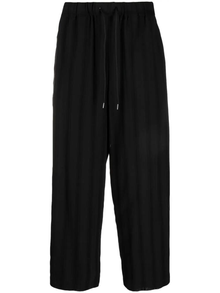 Attachment drawstring cotton-blend trousers - Black Cover