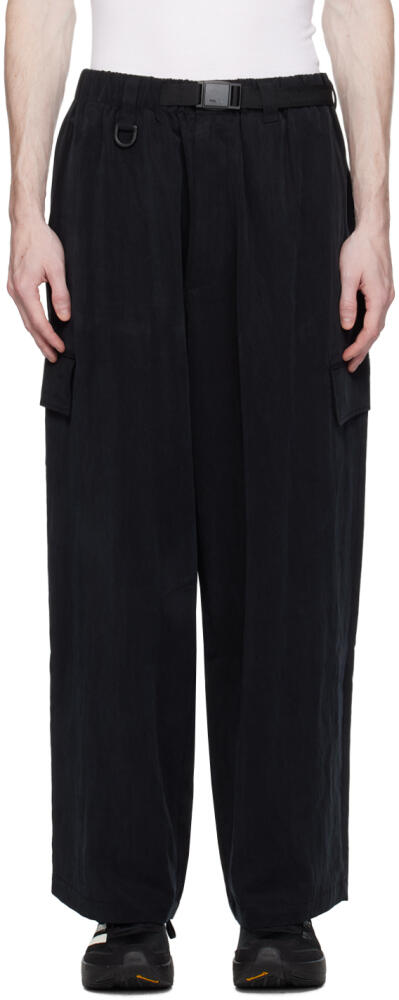 Y-3 Black Wide-Leg Cargo Pants Cover